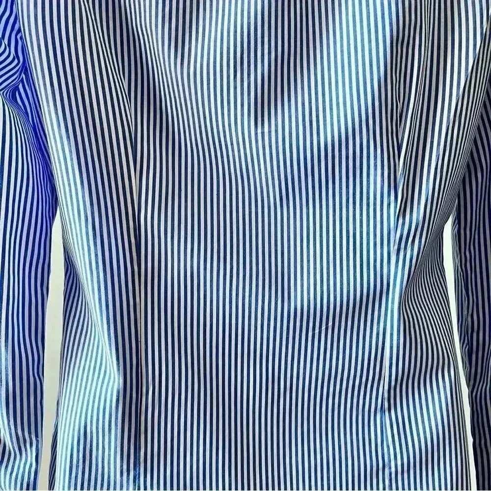 J. Crew Minimalist Slim Fit Classic Striped Button Down Shirt Size 2 Tall - Picture 5 of 6
